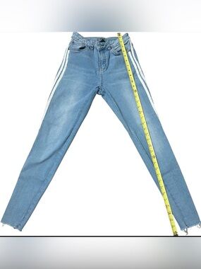 mandee Light Blue Skinny Jeans with White Side Stripes